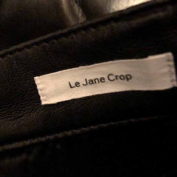 FRAME BLACK LE JANE CROP RECYCLED LEATHER JEANS 23 (XXS) NWOT - Picture 7 of 8